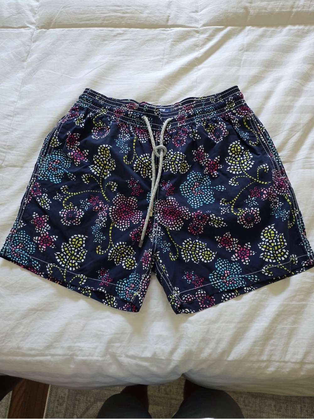 Vilebrequin Navy Floral Dot-Print Swim Trunks
